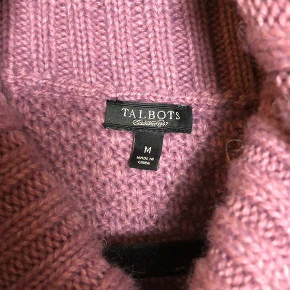 Talbots M Purple Cowl Neck Heavy Knit Sweater Drop Shoulder Warm & Cozy - Picture 3 of 9